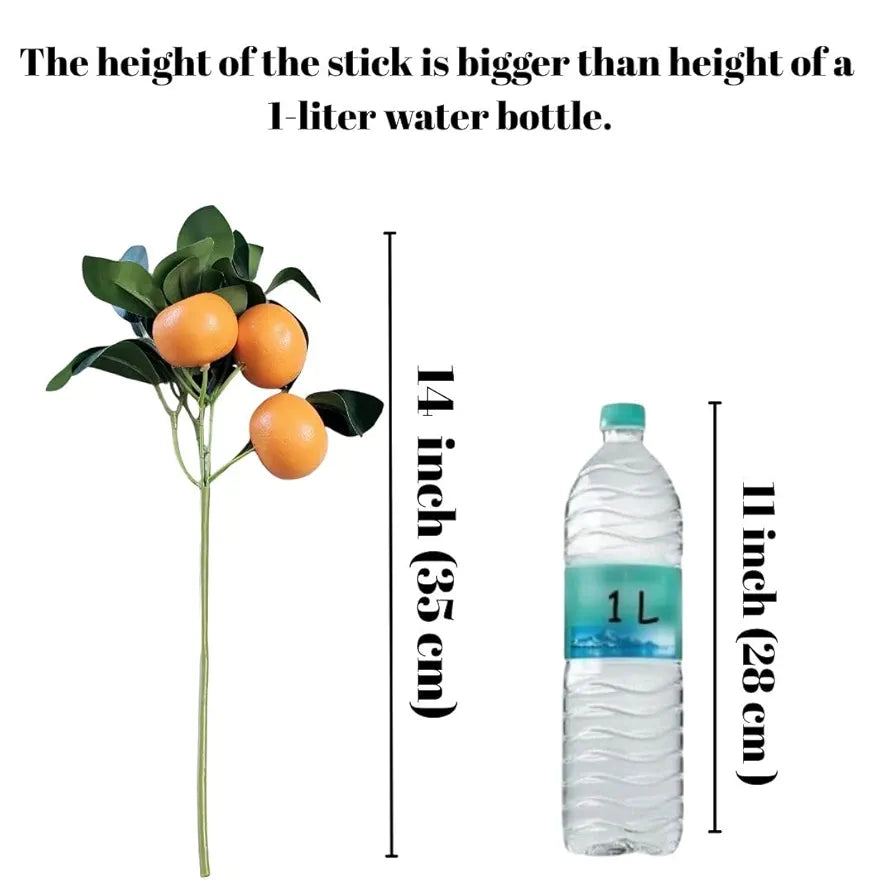 SATYAM KRAFT 3 Pcs Orange Plant Stick, Elevate Your Décor with Artificial Orange Branches Lifelike Tree Plants for Vase Display in Home, Garden, Office, Living Room